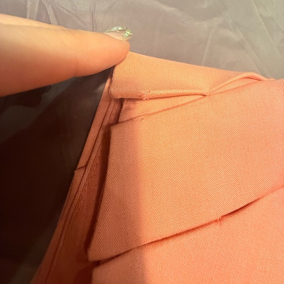 Mint Vneck Silk Orange/Pink Colorblock Sleeveless Pleated Silk Blouse Size 2/XS - Picture 5 of 12